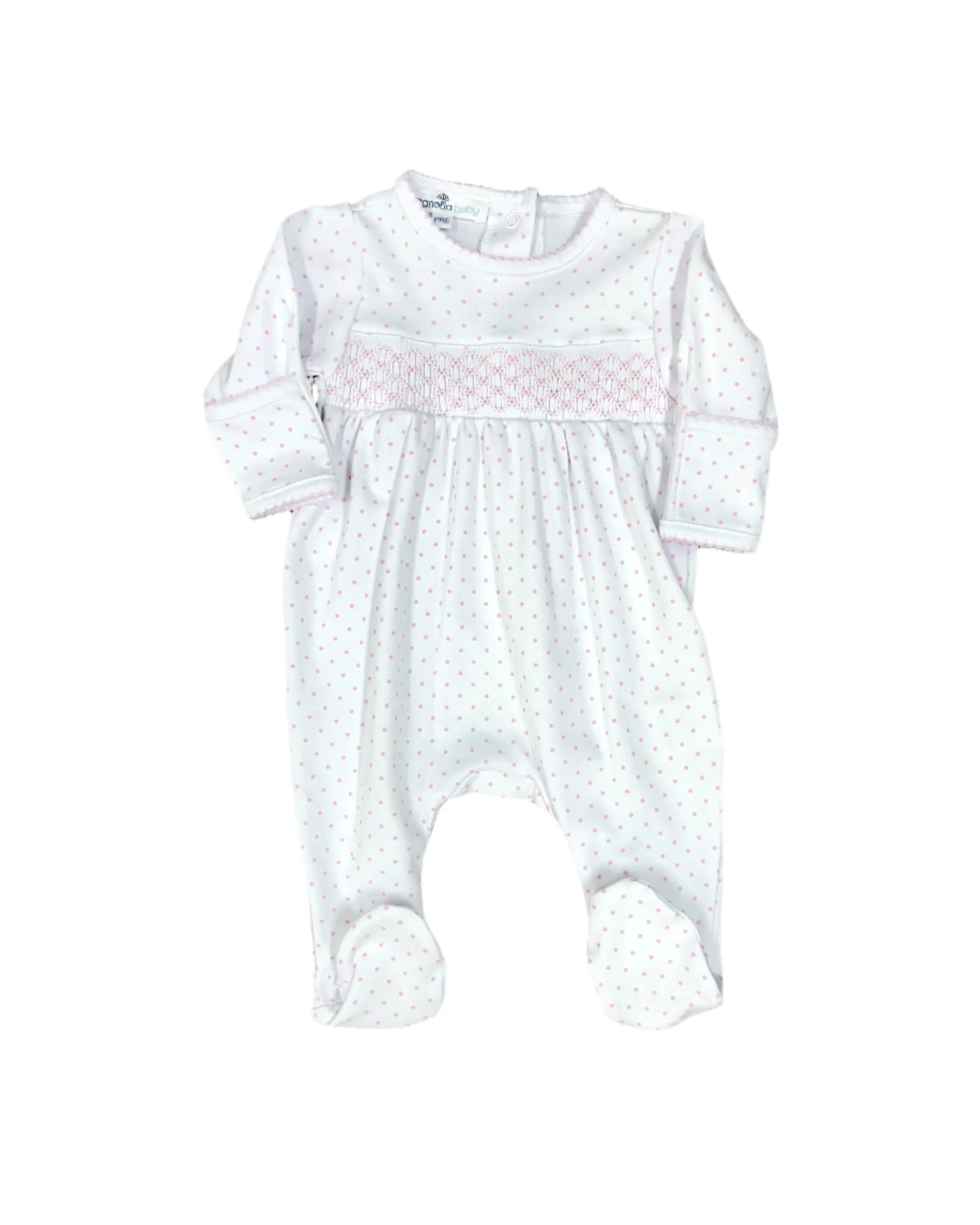 Pink Mini Dots Smocked Footie