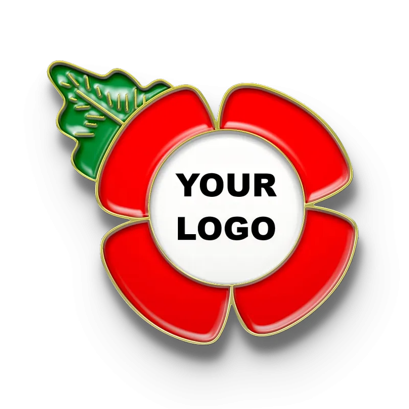 Poppy Pin with Custom Center Round Logo