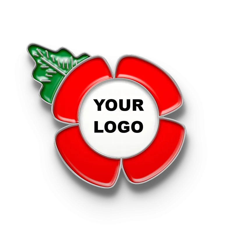 Poppy Pin with Custom Center Round Logo