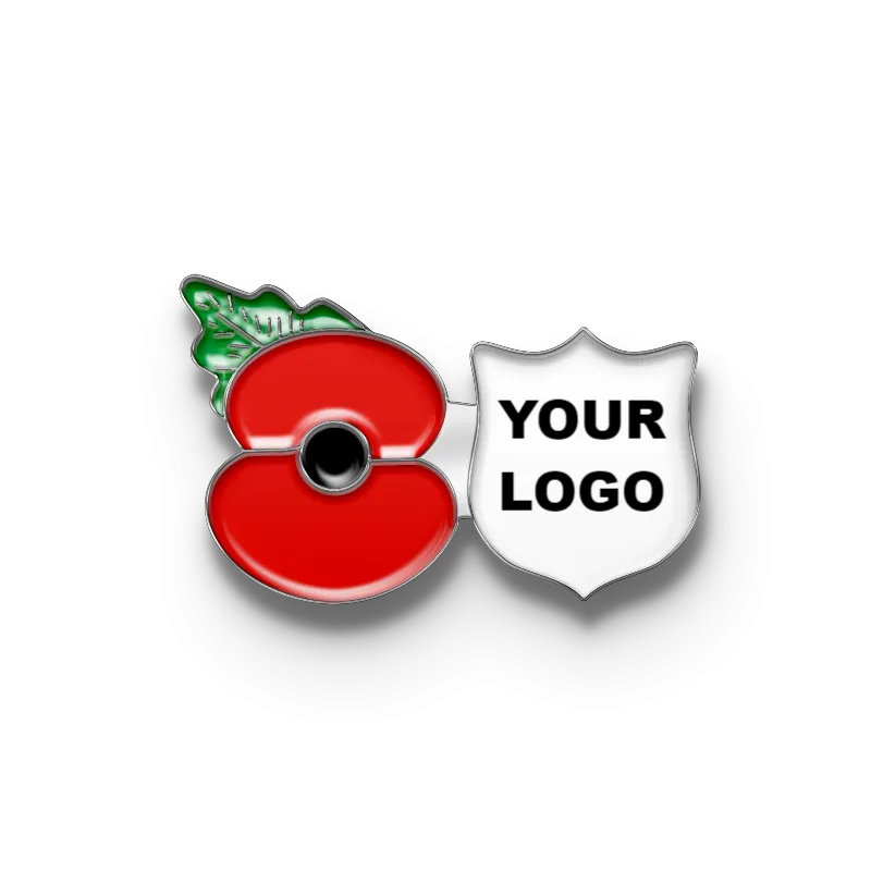 Poppy Pin with Custom Shield Logo