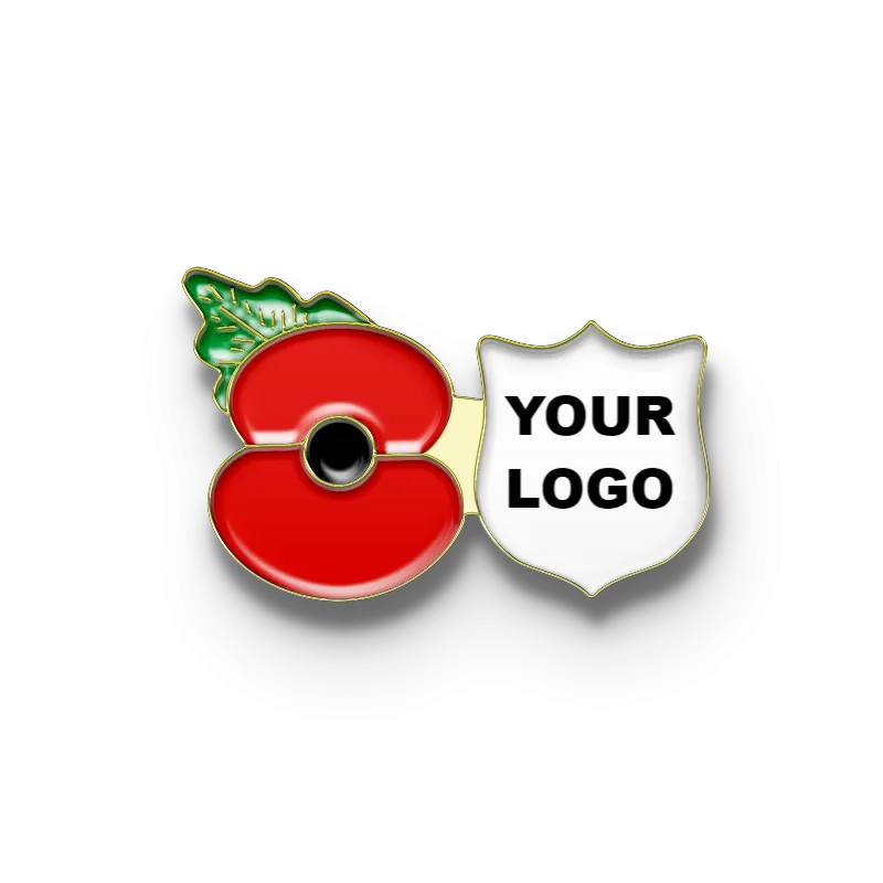 Poppy Pin with Custom Shield Logo