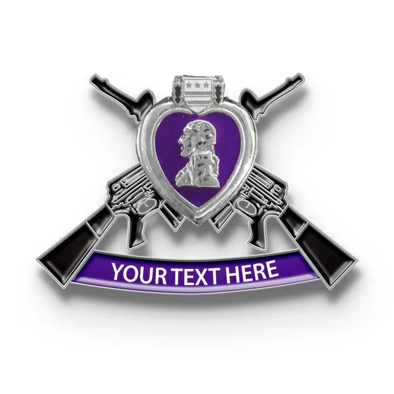 Purple Heart Pins with Custom Text - Army Cross Pistol