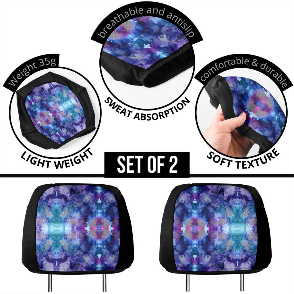Purple Watercolor Artistic Ink Car Headrest Covers