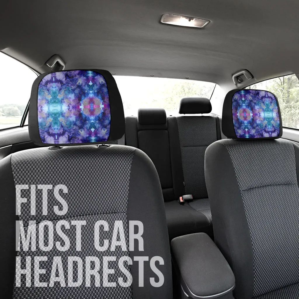 Purple Watercolor Artistic Ink Car Headrest Covers