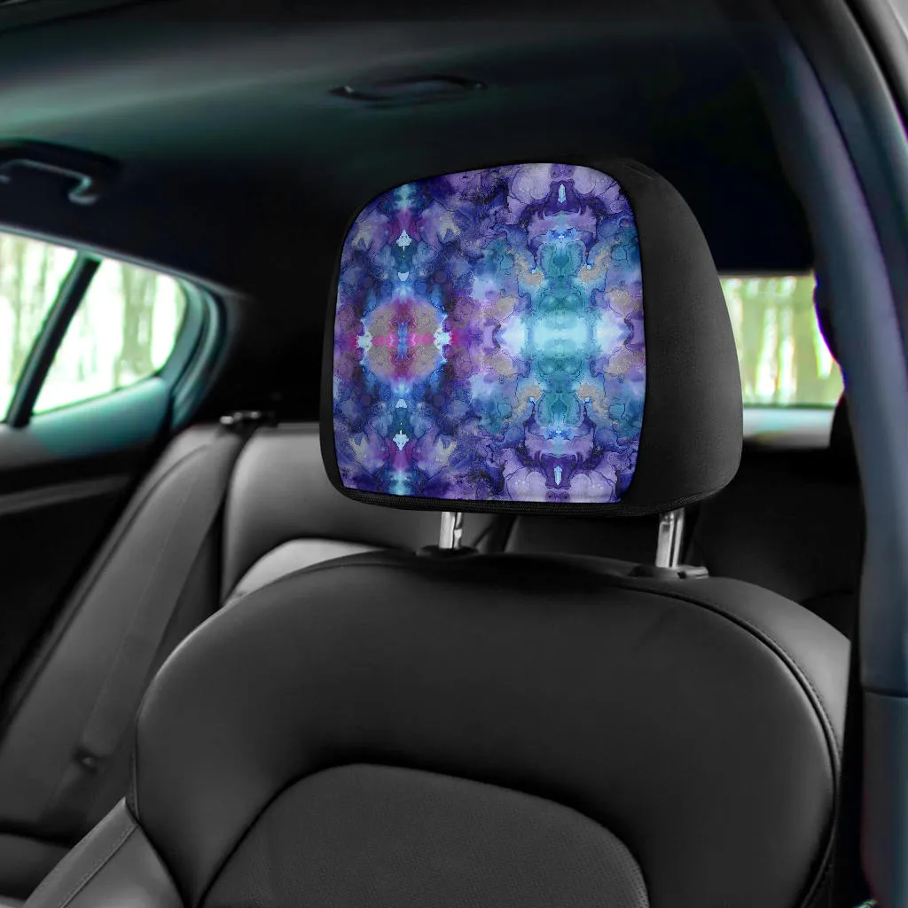 Purple Watercolor Artistic Ink Car Headrest Covers