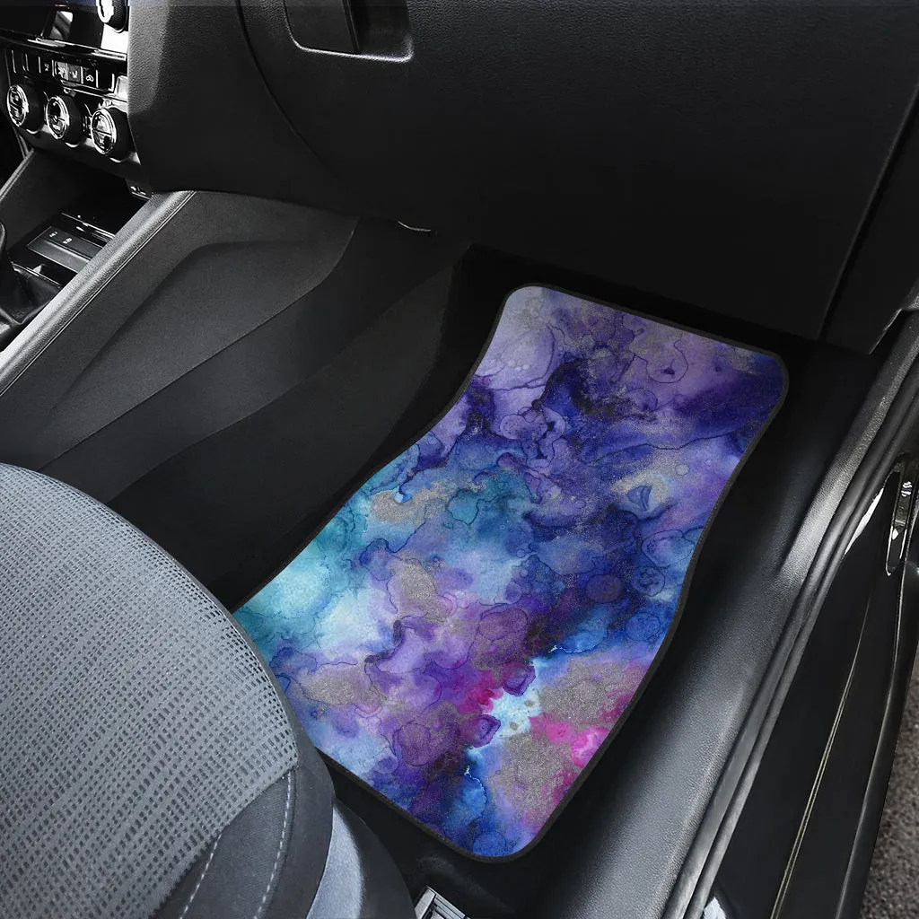 Purple Watercolor Artistic Ink Front And Back Car Mats (Set Of 4)