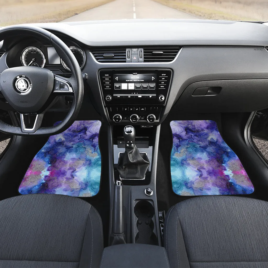 Purple Watercolor Artistic Ink Front And Back Car Mats (Set Of 4)