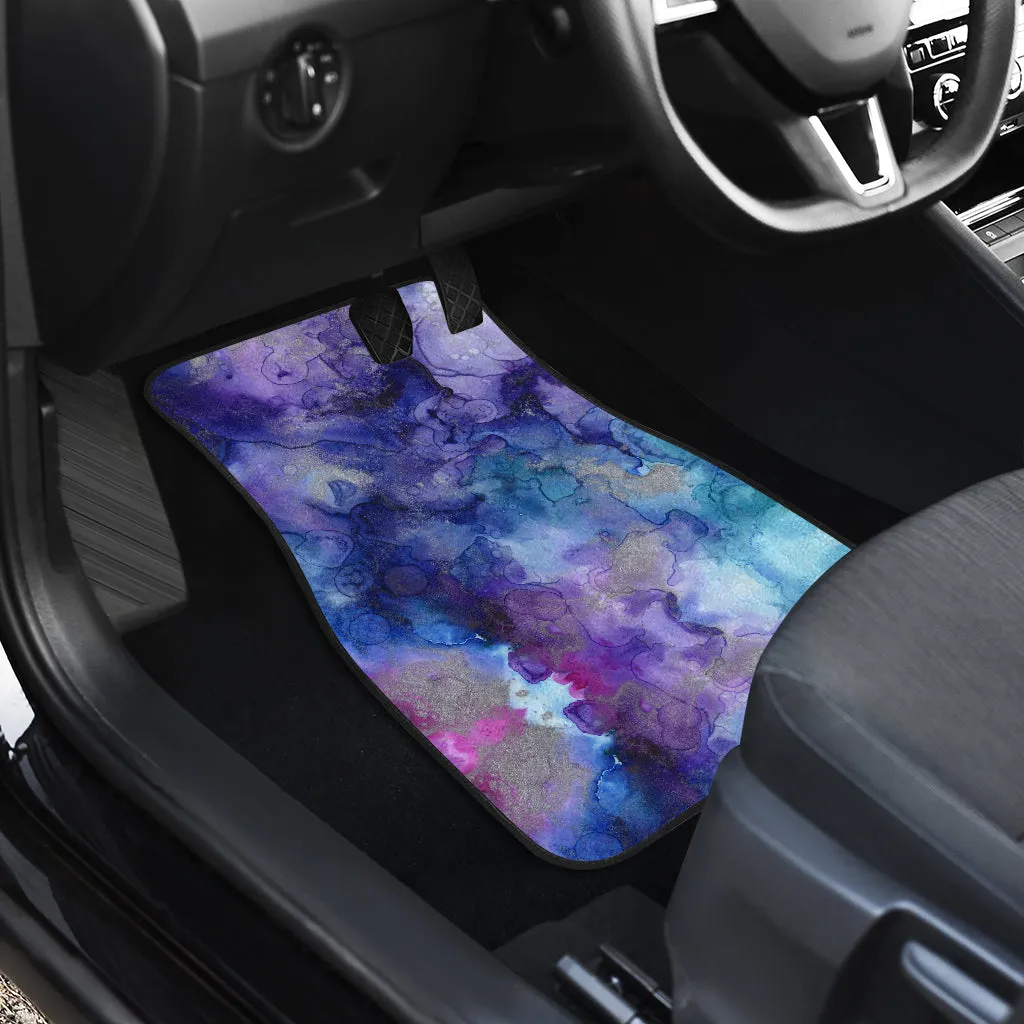 Purple Watercolor Artistic Ink Front And Back Car Mats (Set Of 4)