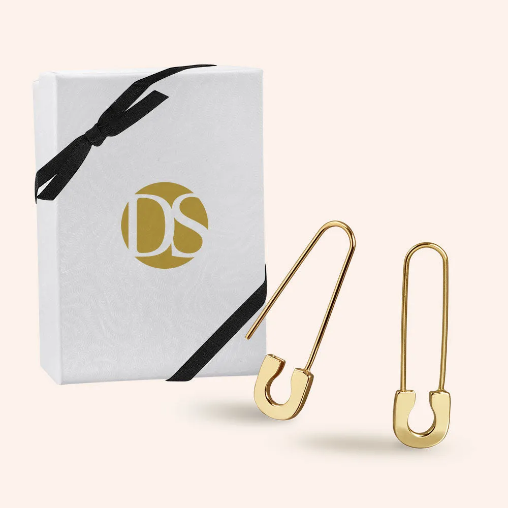"Elyse" Safety Pin Earrings - Sterling Silver / Gold Vermeil