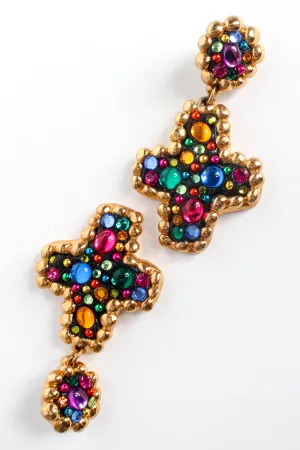 Rainbow Cross Drop Earrings