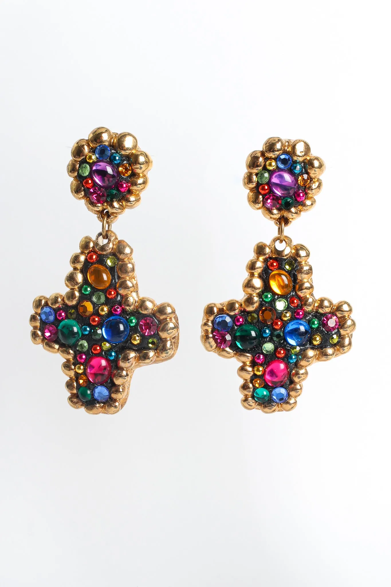 Rainbow Cross Drop Earrings