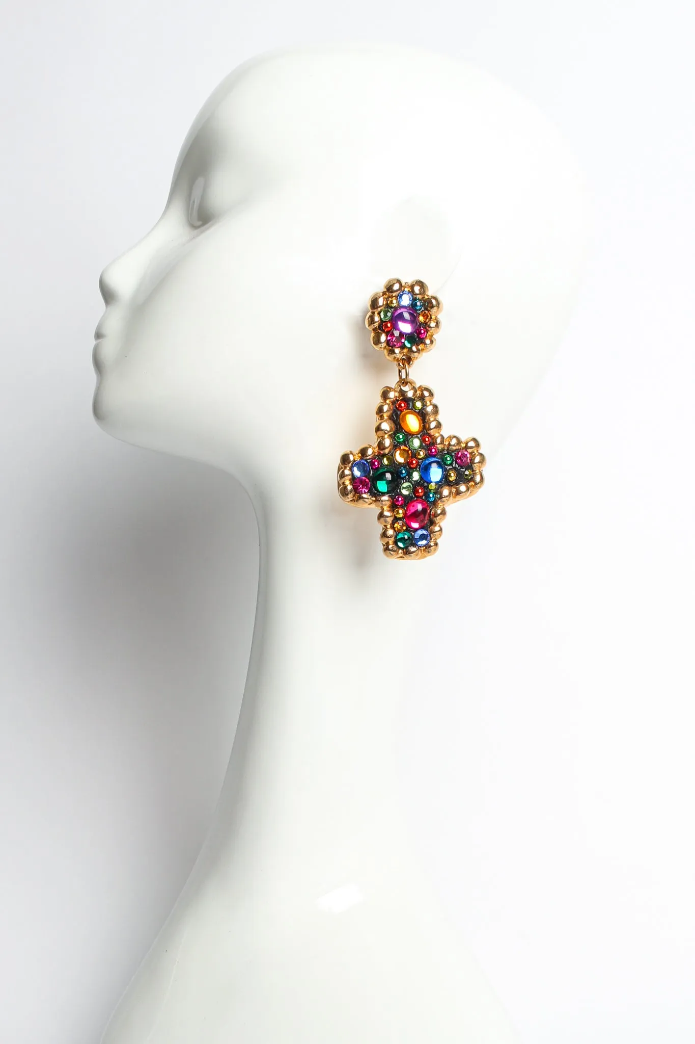 Rainbow Cross Drop Earrings