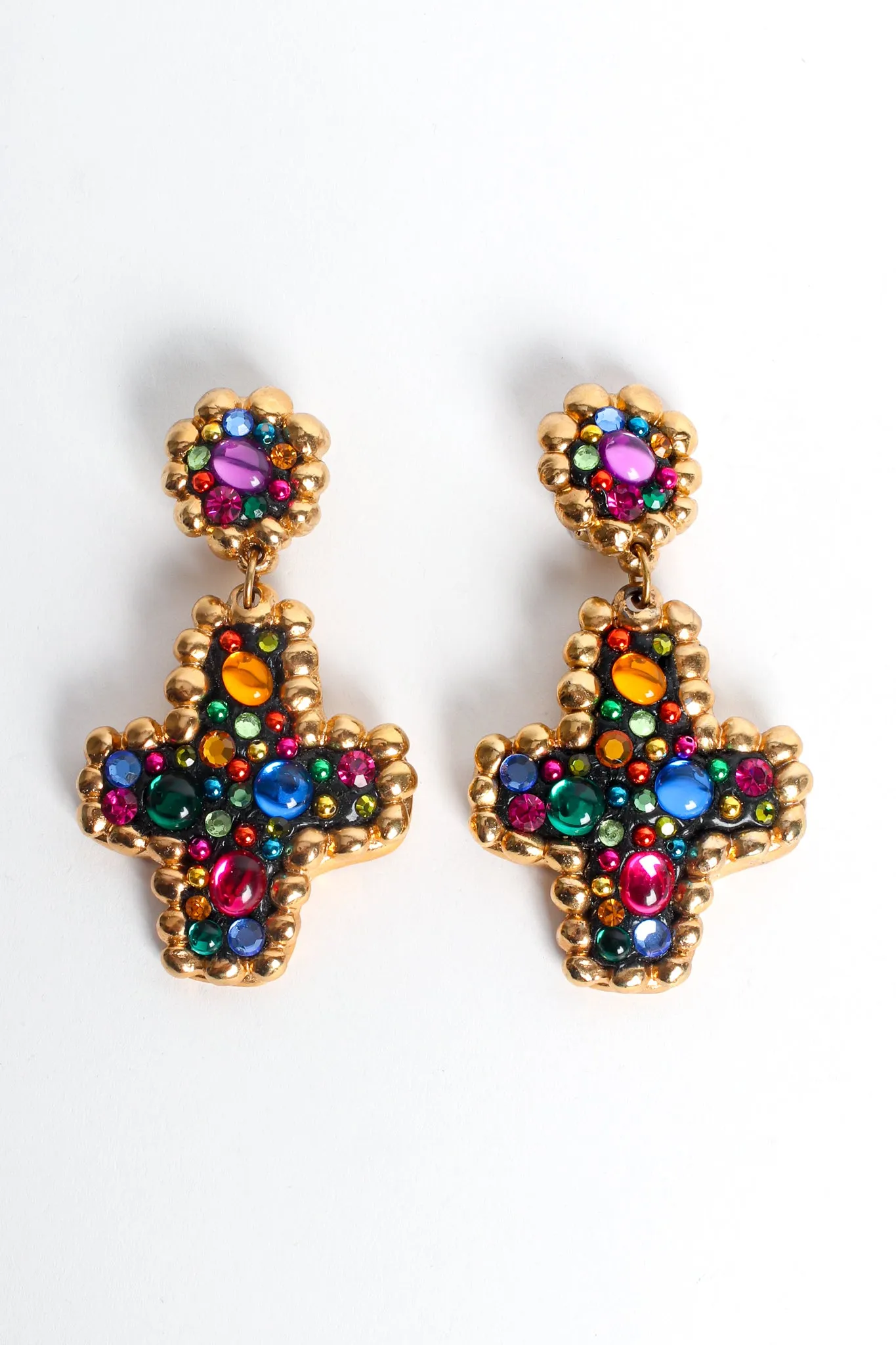 Rainbow Cross Drop Earrings