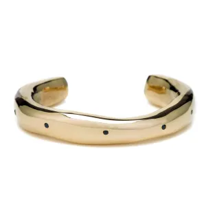 Raw Thick Cuff with Black Onyx - 14K Gold Plated