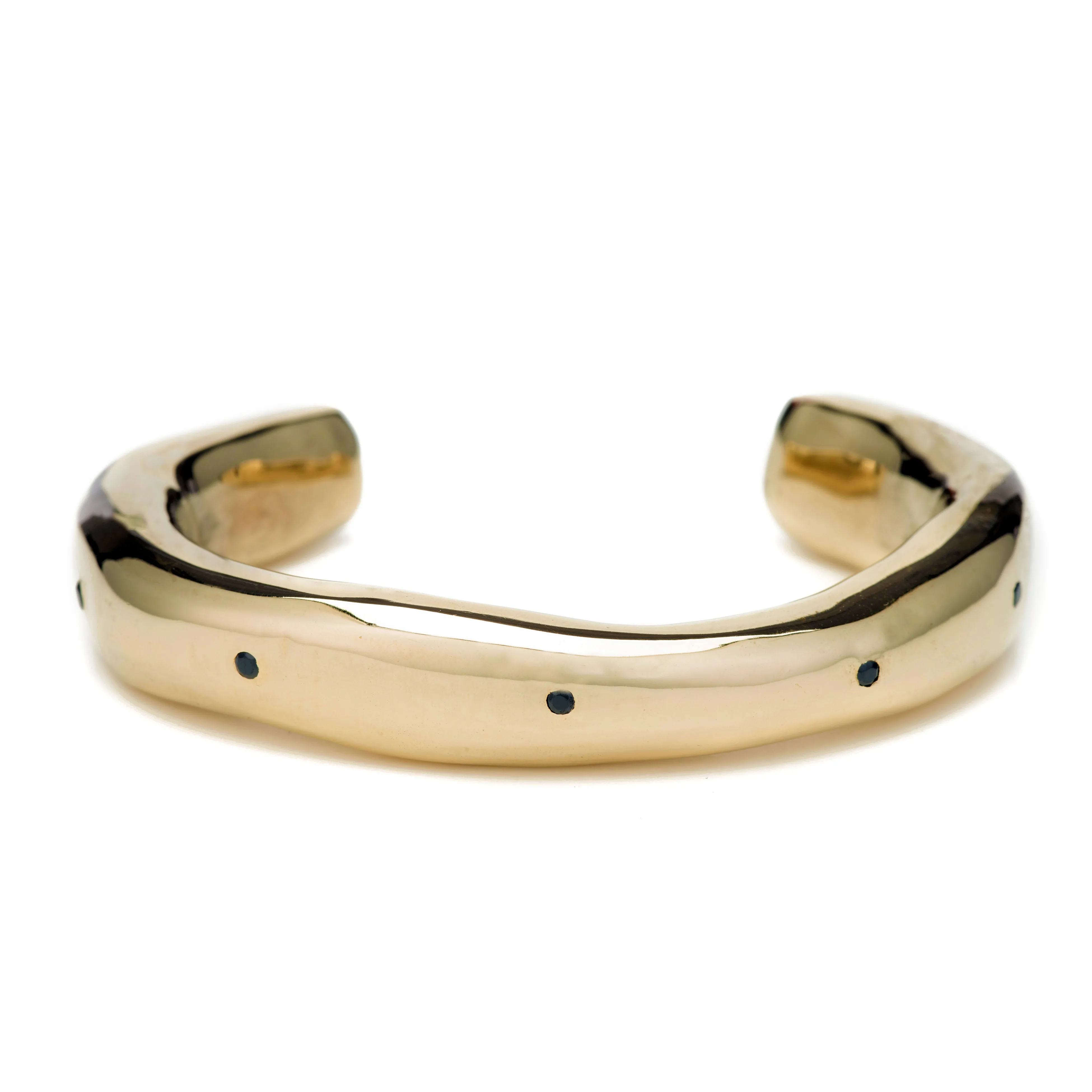 Raw Thick Cuff with Black Onyx - 14K Gold Plated