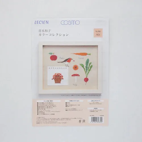 Red Collage Embroidery Kit by Kazuko Aoki