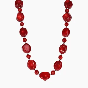 Red Coral Single Strand Chunky Necklace