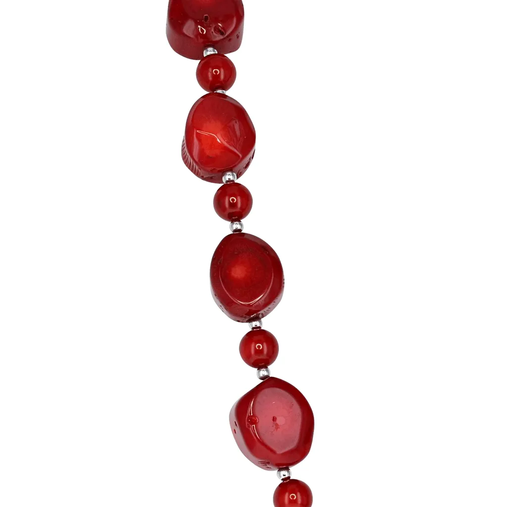 Red Coral Single Strand Chunky Necklace