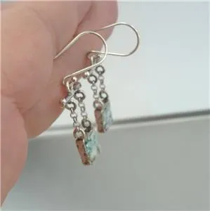 Roman Glass Earrings 925 Sterling Silver Handmade Art Hadar Designers (as 400407