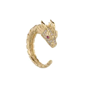 Ruby Eyed Guardian Gold Dragon Design Ring