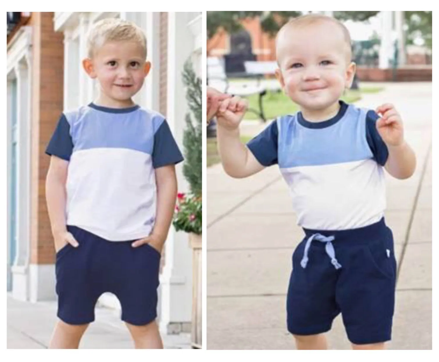 RuggedButts Blue & White Color Block Bodysuit