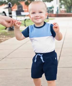 RuggedButts Blue & White Color Block Bodysuit
