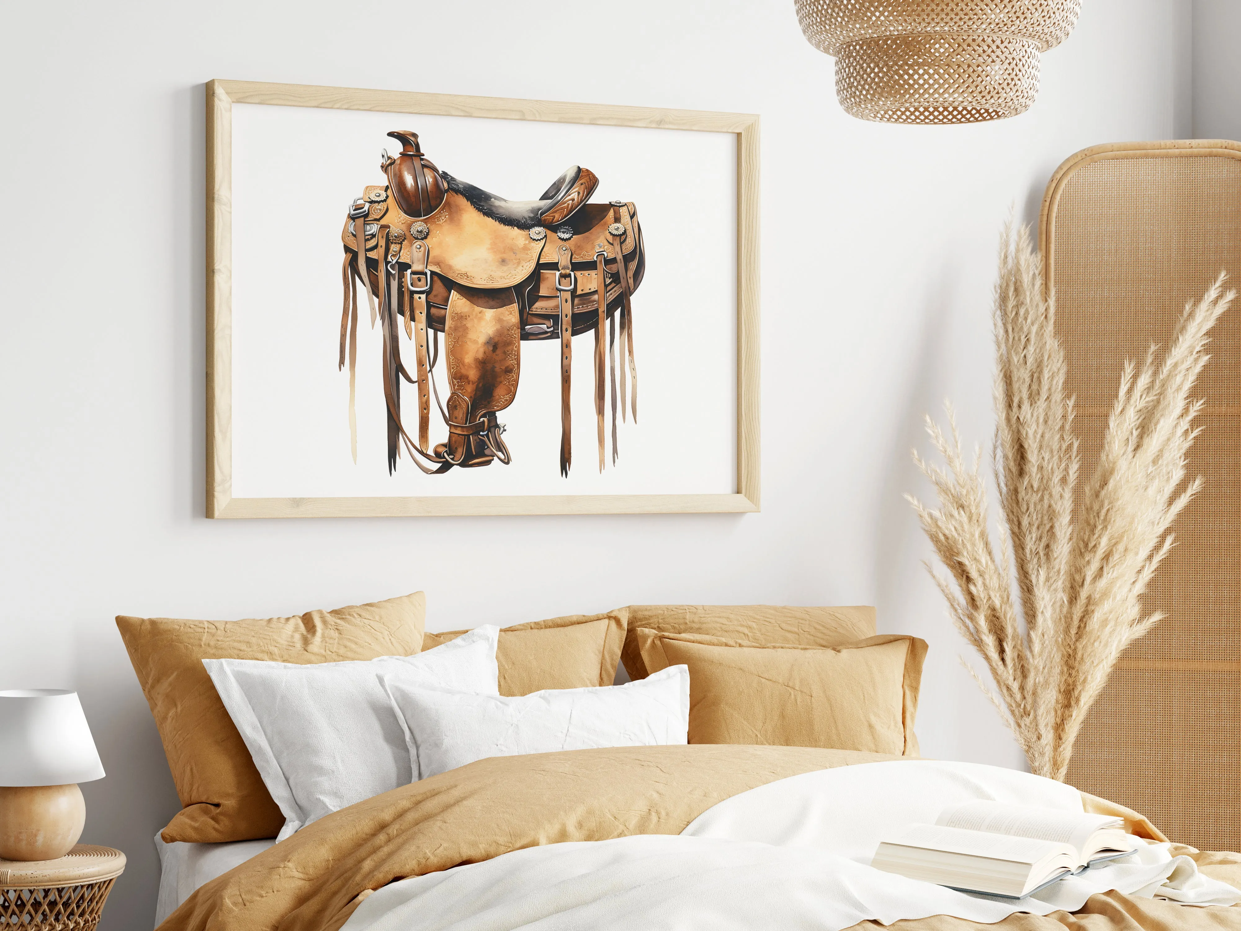 Saddle Poster - Stunning Watercolor Artwork of a Western Saddle - Unique Texas-Inspired Gift for Any Occasion! | Wild West Chic Collection