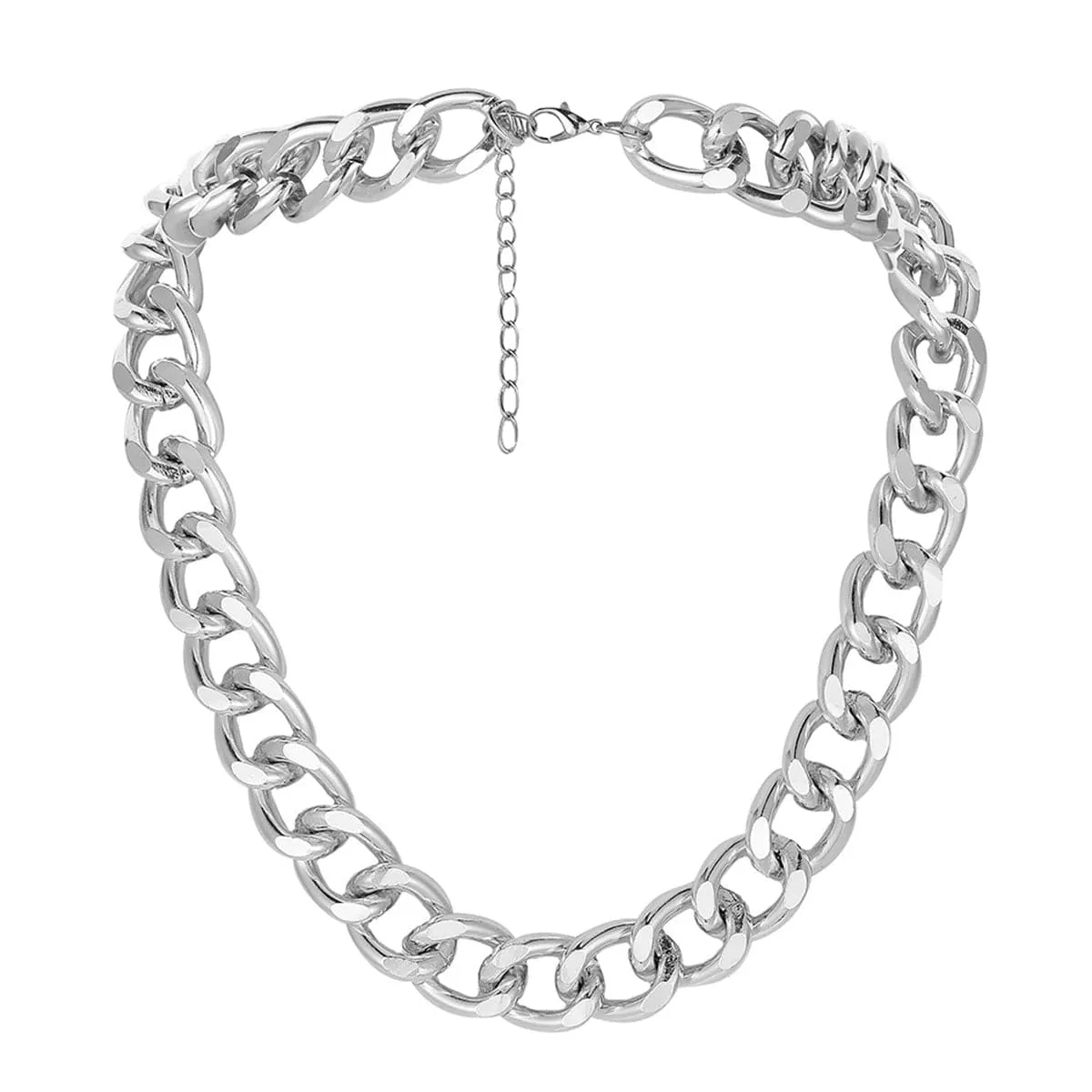 Silver-Plated Chunky Curb Chain Necklace