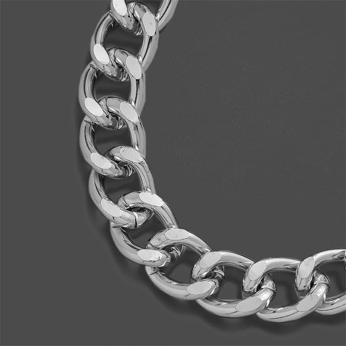 Silver-Plated Chunky Curb Chain Necklace