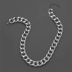 Silver-Plated Chunky Curb Chain Necklace