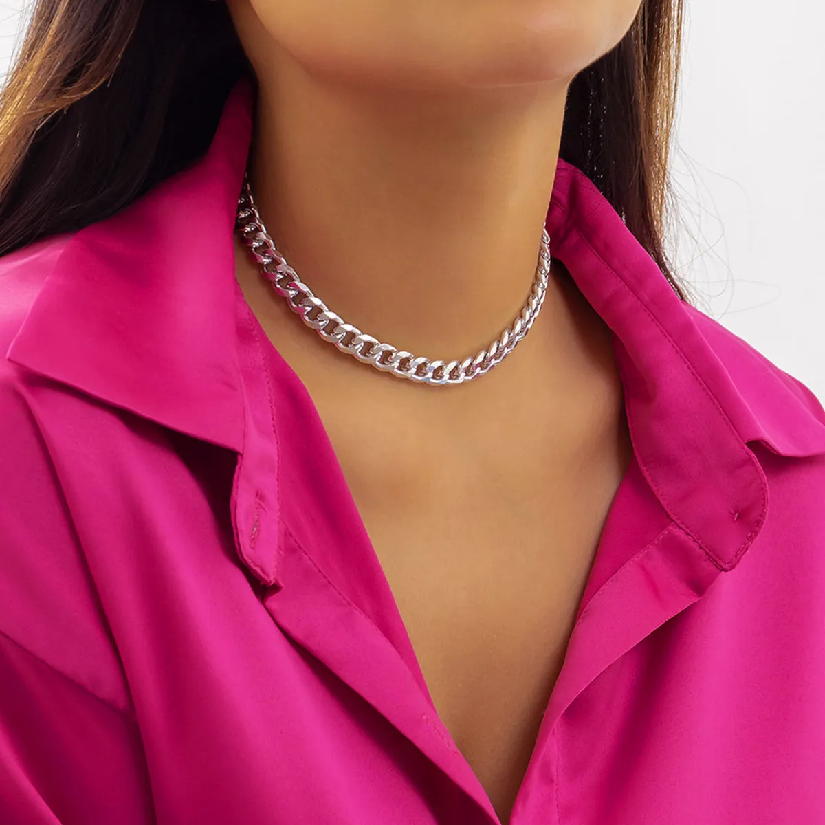 Silver-Plated Curb Chain Necklace