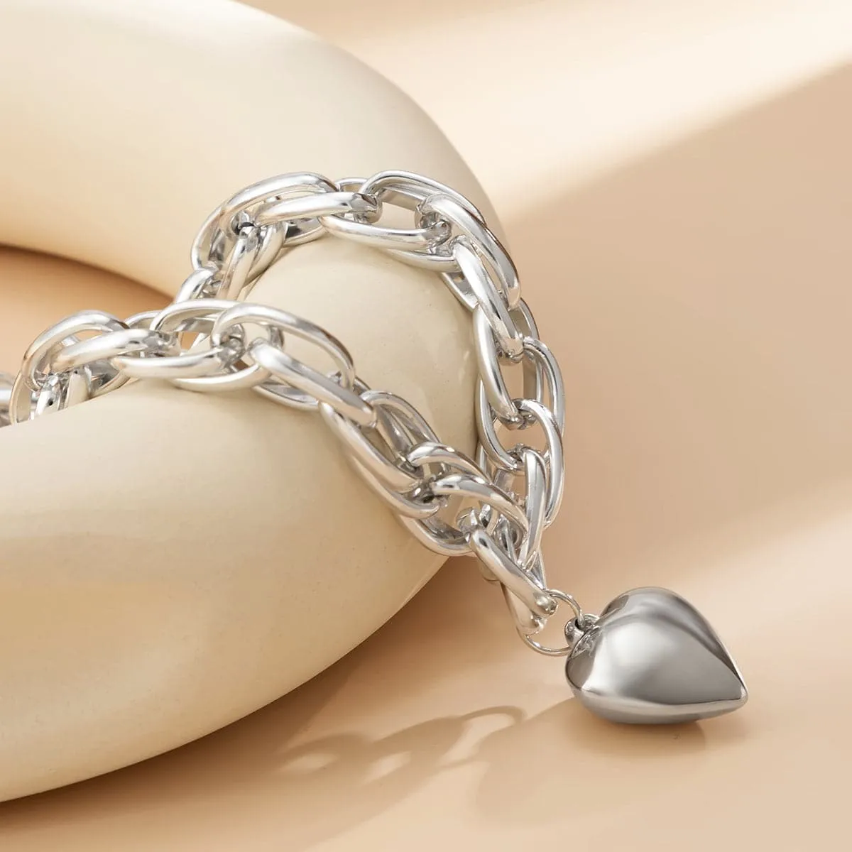 Silver-Plated Heart Pendant Necklace