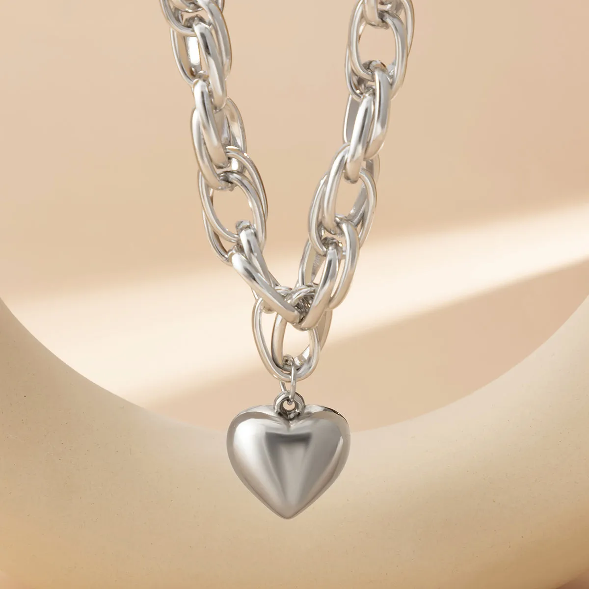Silver-Plated Heart Pendant Necklace