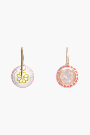 Silver Tile Round Earrings
