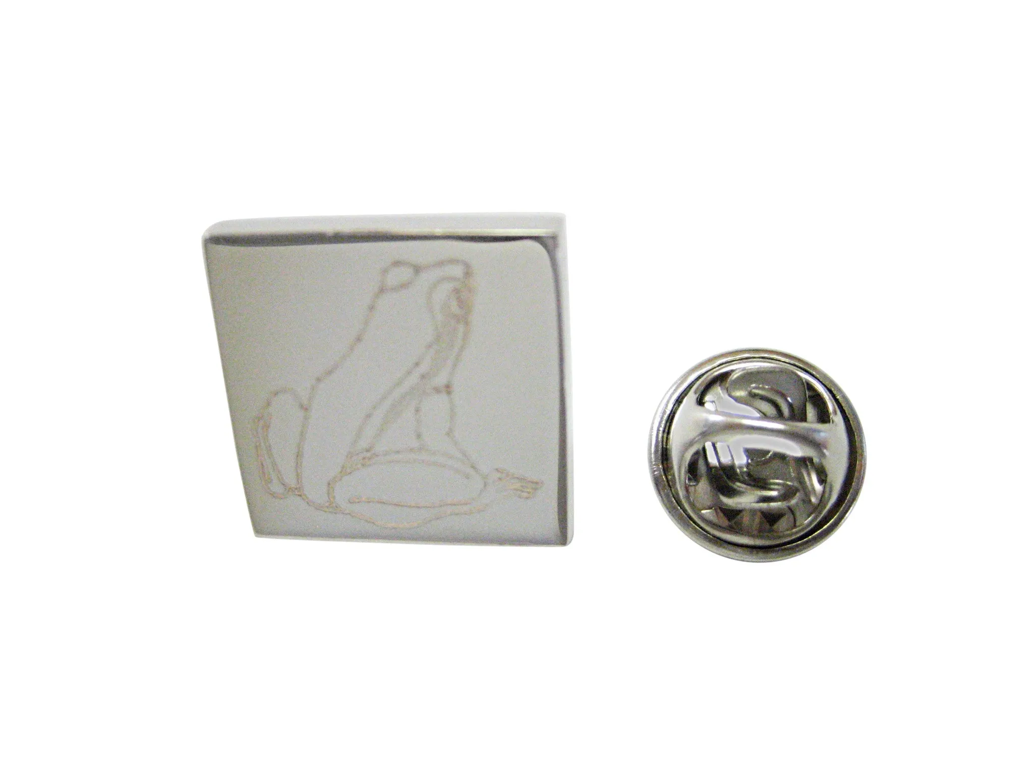 Silver Toned Etched Frog Lapel Pin