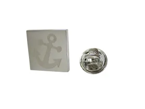 Silver Toned Etched Leaning Nautical Anchor Lapel Pin
