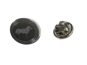 Silver Toned Etched Oval Full Dog Lapel Pin