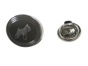 Silver Toned Etched Oval Scottish Terrier Dog Lapel Pin