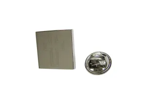 Silver Toned Etched Triple Cross Lapel Pin