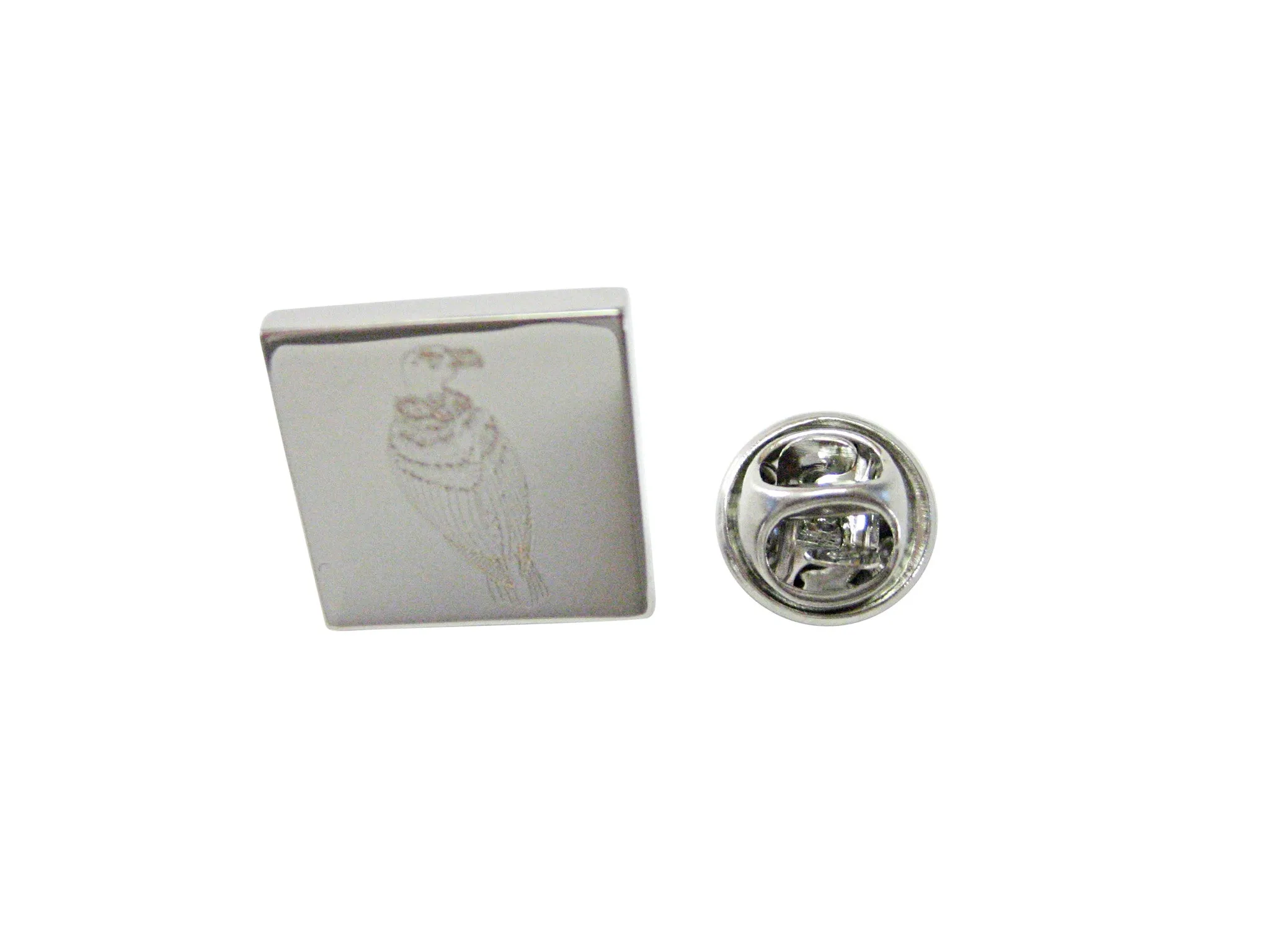 Silver Toned Etched Vulture Bird Lapel Pin