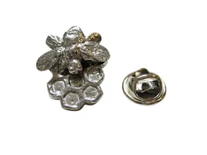 Silver Toned Honey Bee and Honey Comb Lapel Pin