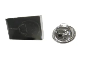 Silver Toned Rectangular Etched Horseshoe Crab Lapel Pin
