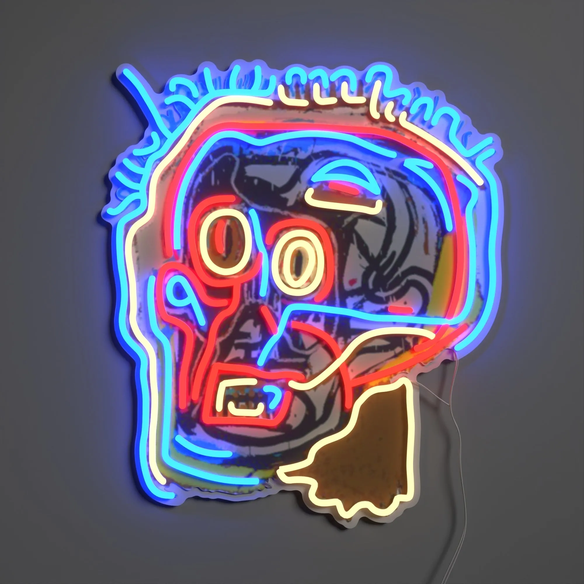 Skull Neon Sign by Jean-Michel Basquiat