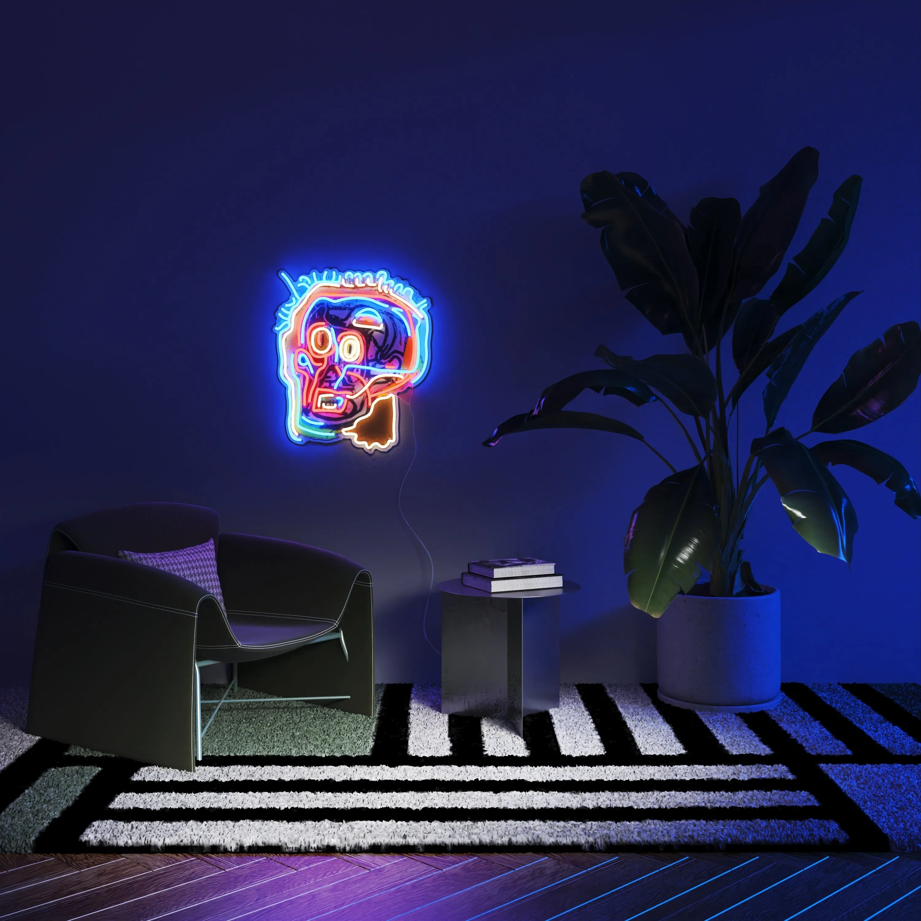 Skull Neon Sign by Jean-Michel Basquiat