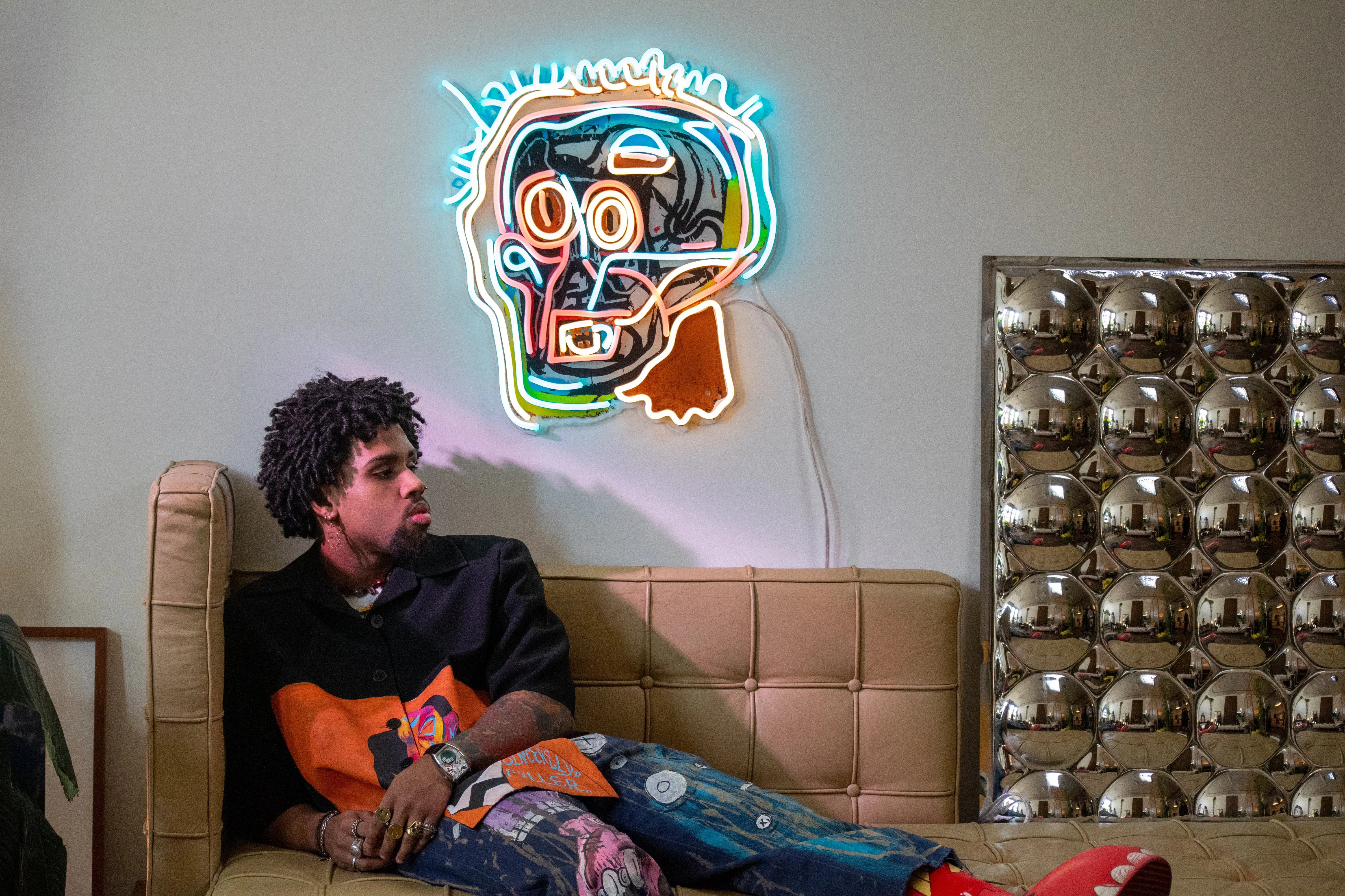 Skull Neon Sign by Jean-Michel Basquiat
