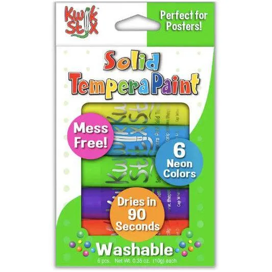 Solid Tempera Paint - 6 Neon Colours