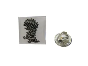 Square Fun T Rex Dinosaur Pendant Lapel Pin
