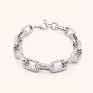 Square Link Bracelet, Silver