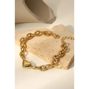 Stainless Steel Tarnish Free Chunky Heart Bracelet