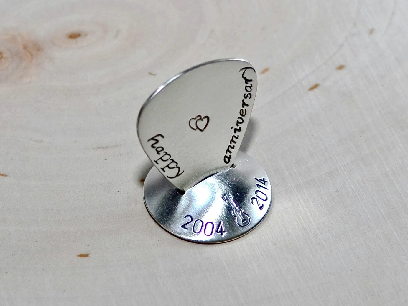 Sterling Silver Guitar Pick and Stand Combination for Anniversaries